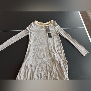 Striped Long Sleeve Dress with Gold Accents